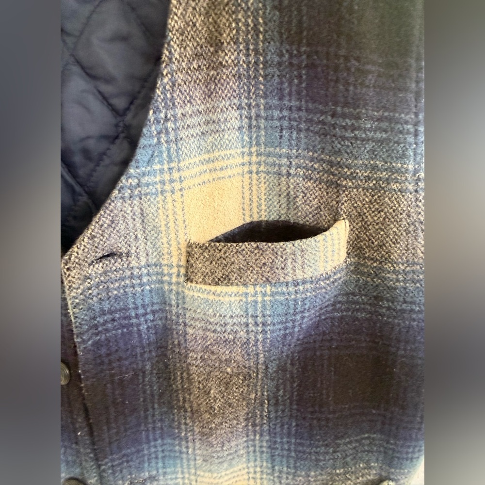 Vintage 90s Generra Reserve Wool Blend Blue & White Plaid Gorpcore Grunge Vest - Picture 9 of 12